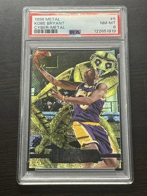 Kobe Bryant 1996 Fleer Metal Cyber-Metal #5 Rookie RC PSA 8 casi nuevo-como nuevo Lakers Foto 1 de 2