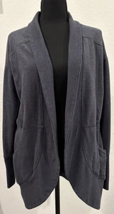 Eddie Bauer Women’s Gray Camp Fleece Wrap Cardigan with Thumb Holes Size Medium - Picture 1 of 4