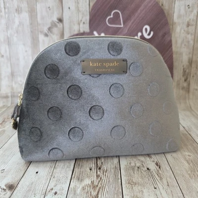 НОВЫЙ С ЯРЛЫКАМИ KATE SPADE АРОМАТ ТУАЛЕТНЫХ ПРИНАДЛЕЖНОСТЕЙ МАКИЯЖ СУМКА МЕШОК СЕРЫЙ ГОРОШЕК ОГРАНИЧЕННОГО - Изображение 1 из 4
