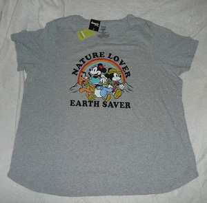 Neu mit Etikett Disney grau Naturliebhaber Erdschoner XXL 2XL T-Shirt Mickey Mouse Pluto - Bild 1 von 4
