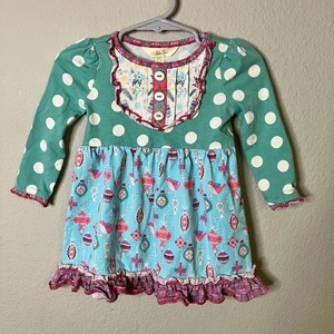 Matilda Jane Größe 6-12 m Weihnachtskleid Buntglas Urlaub MÄNGEL - Bild 1 von 5