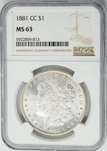 1881-CC Morgan Silver Dollar $ MS63 NGC 950737-8 - Picture 1 of 3