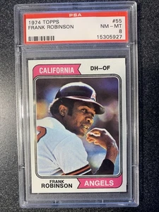 1974 Topps #55 Frank Robinson California Angels HOF PSA 8 NM-MT - Foto 1 di 2