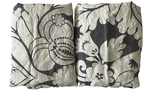 2 Pottery Barn Linen KING Pillow Shams Gray White Damask Large Pattern - Picture 1 of 8