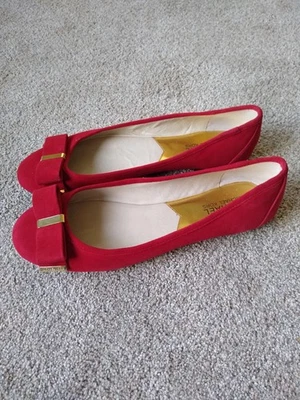 Michael Kors SCARLET Gamuza Ballet Pisos Con Lazo Dorado Acento Mujer 9.5 NUEVO Foto 1 de 4