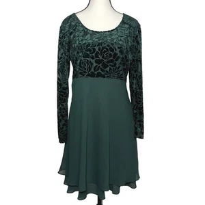 VTG Hampton Nites Velvet Burnout Dress Empire Waist Size 10 Dark Academia Party - Picture 1 of 12