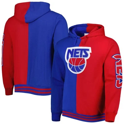 Men's Mitchell & Ness Royal/Red New Jersey Nets Hardwood Classics Split Pullover - Image 1 of 3