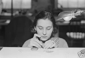 VITAGE 1936 PHOTO AT HAMILTON WATCH COMPANY IN LANCASTER, PA - 8" by 10" - Picture 1 of 1