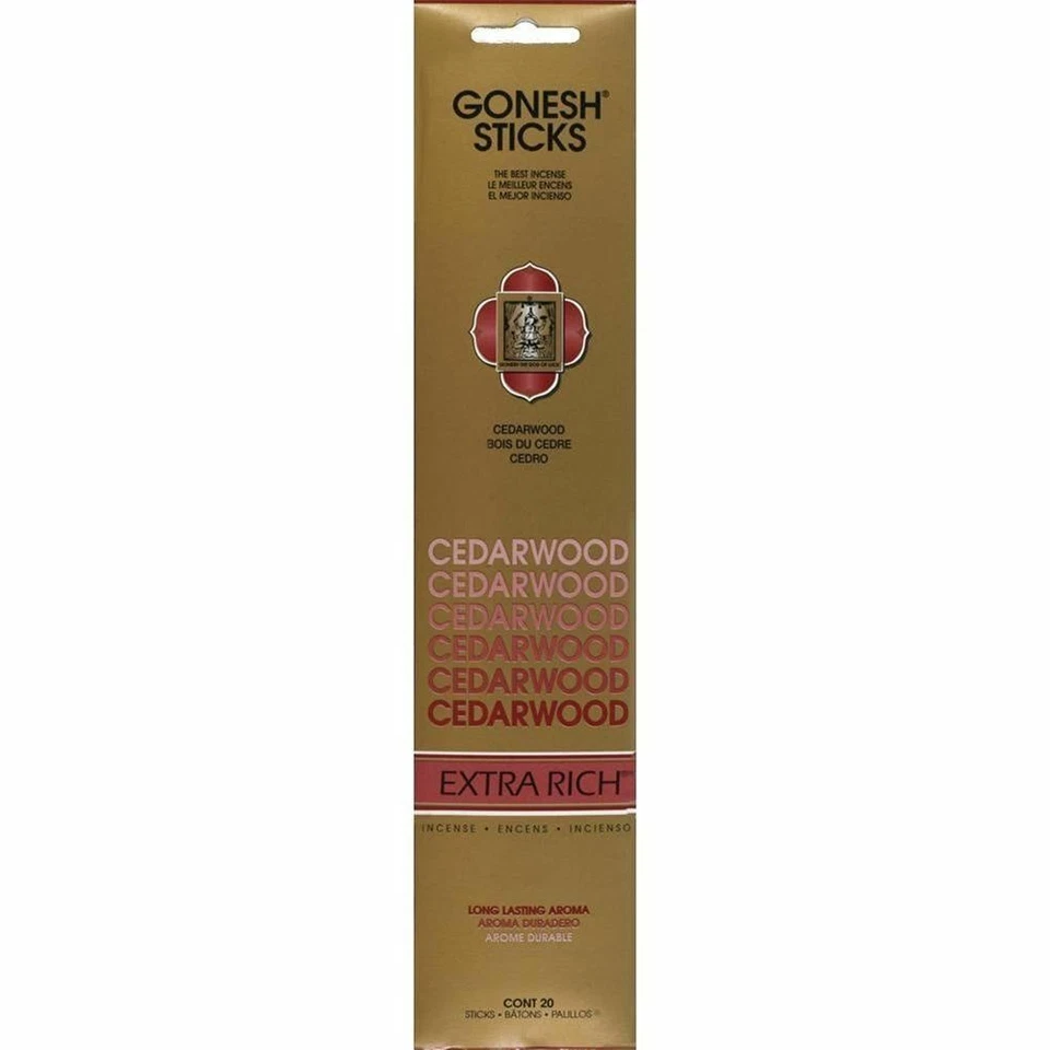 Palos de incienso Gonesh - 12 paquetes - madera de cedro - 20 palos por paquete extra ricos Foto 1 de 4