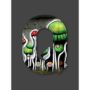Letter Q Abstract Trippy Grey Green Decorative Graffiti Huge Art Poster Print - Bild 1 von 5