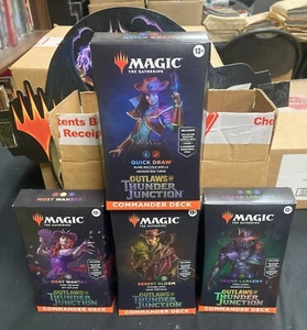 FULL SET 4 MAGIC: THE GATHERING: OUTLAWS OF THUNDER JUNCTION COMMANDER DECKS NEW - Picture 1 of 3