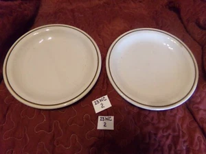 2 Homer Laughlin Marriott Hotel Washington DC Dinner Plates Black Gold Stripe #2 - Picture 1 of 3