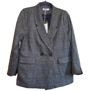 RepeatRoses Brand Blazer Suit Plaid Jacket Black & White Women's Size L (NWT) - Picture 1 of 19