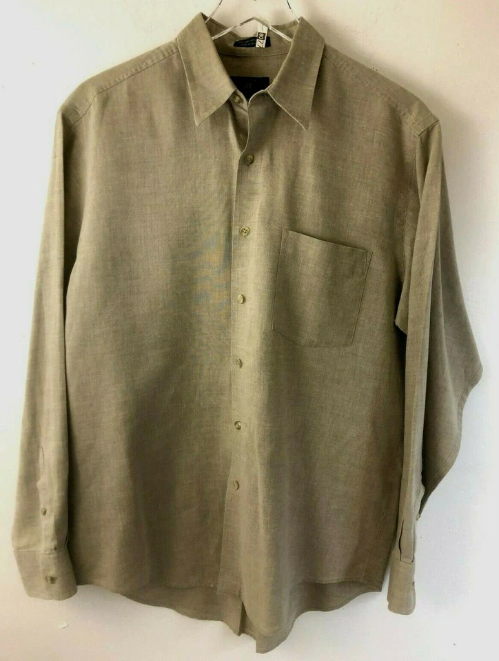 Club Room Men's Button Up Linen Cotton Blend Shirt Size Medium Wrinkle Resistant - Image 1 of 4