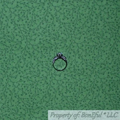 BonEful FABRIC FQ Cotton Quilt Green Leaf Tree Branch Tonal Tone Calico Flower S - Image 1 of 4