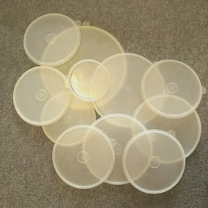 Vintage Replacement Tupperware Round Tab Sheer Clear Snap Seal Lids - Picture 1 of 1