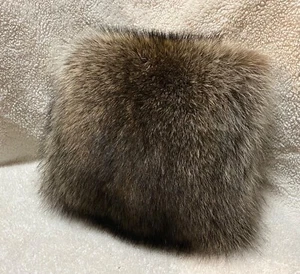 Real Raccoon Fur Pillow - New, Handmade - Picture 1 of 4