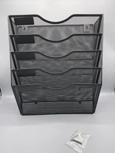 5 Pockets Mesh Hanging File Holder Organizer Wall Mounted Black - Picture 1 of 5