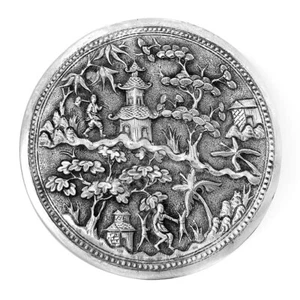 Provincial Chinese Export Silver Round Box - Picture 1 of 6