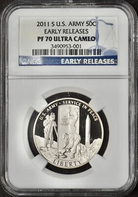 2011-S US Army Half Dollar - NGC PF70 Ultra Cameo Early Releases - ✪COINGIANTS✪ - Image 1 of 2