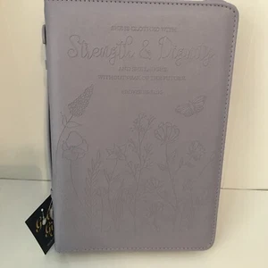 Christian Bible Cover Lilac Strength and Dignity Lavender Book Cover Accessory - Picture 1 of 8