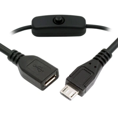 CY MicroUSB Cable with On Off Power Switch Button for DC 5V Desk Lamp Fan Camera - Image 1 of 4