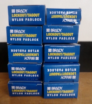 10 PACK NEW Brady 99556 Plastic Lockout/Tagout Padlock Keyed Different BLUE - Image 1 of 2