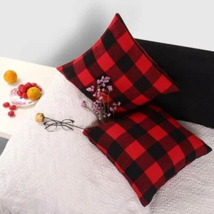 Buffalo Check Plaid Throw Pillow Cover Farmhouse Holiday Home Decor Size 18"x18" - Picture 1 of 14