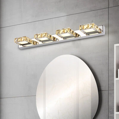 Lámpara de pared de maquillaje con luz de tocador frontal espejo cristal iluminación de baño LED moderna Foto 1 de 4