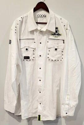 Camisa Coogi Para Hombre Blanca Bordada Con Botones Talla 3XL Hip Hop De Colección Foto 1 de 4