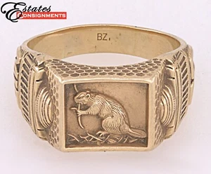 1960 MIT "BRASS BEAVER" Class Ring 14k Yellow Gold - Picture 1 of 8
