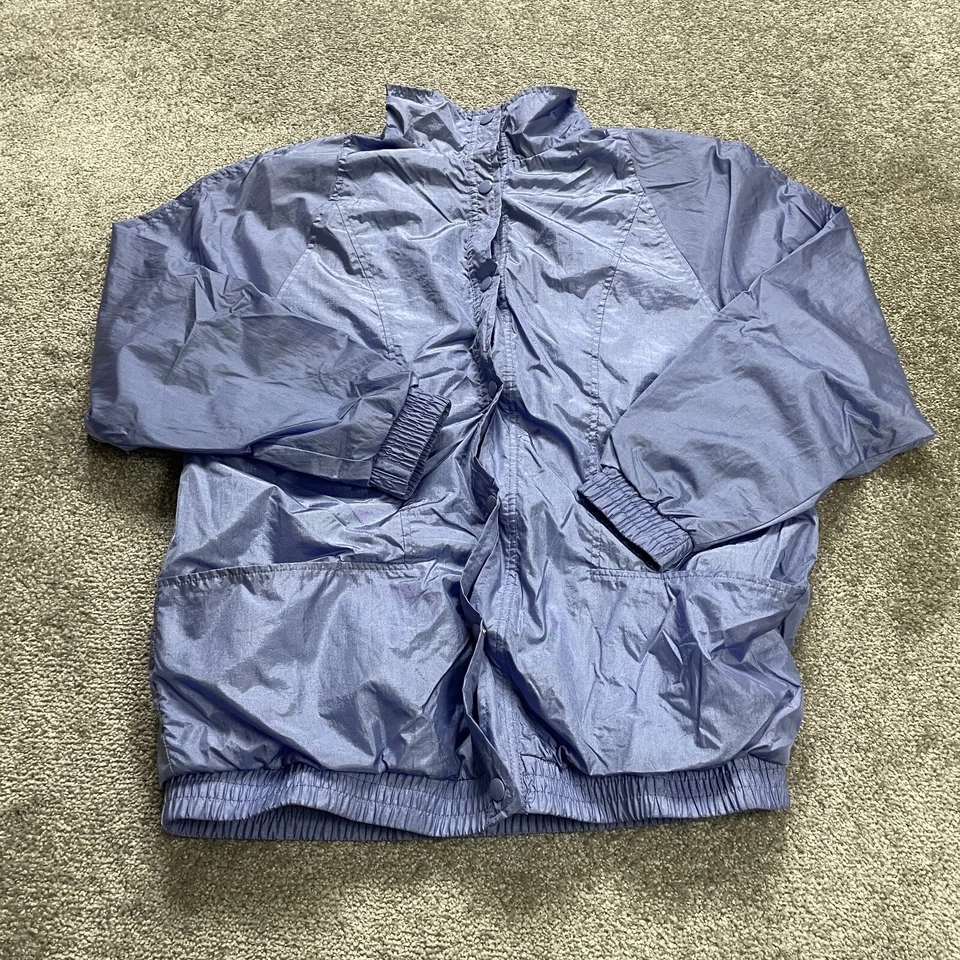 Chaqueta cortavientos Haband para mujer azul medio cremallera completa acolchada hombros vintage Foto 1 de 4