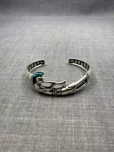 WJ William Jim Kokopelli Turquoise Sterling Silver .925 Cuff Bracelet - Picture 1 of 12