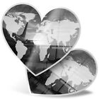 2 x Heart Stickers 15 cm - BW - Traveling World Map Airport Lounge #37643