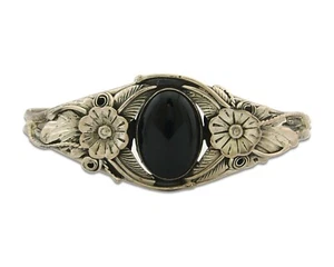 Vintage Navajo Bracelet 925 Silver Onyx Traditional Handmade Authentic Signed TW - Picture 1 of 7
