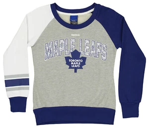 Reebok Toronto Maple Leafs NHL Girls' Youth (7-16) Amethyst Fleece Crew, Grey - Picture 1 of 3