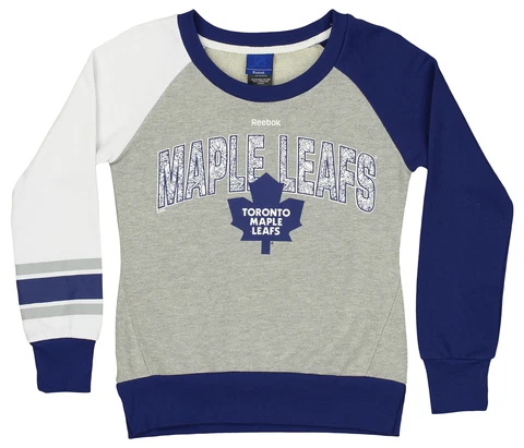 Reebok Toronto Maple Leafs NHL Girls' Youth (7-16) Amethyst Fleece Crew, Grey Cover