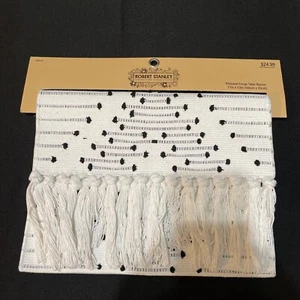 Robert Stanley Farmhouse Table Runner White Black Diamond Fringe 71”x13” Rustic - Picture 1 of 3