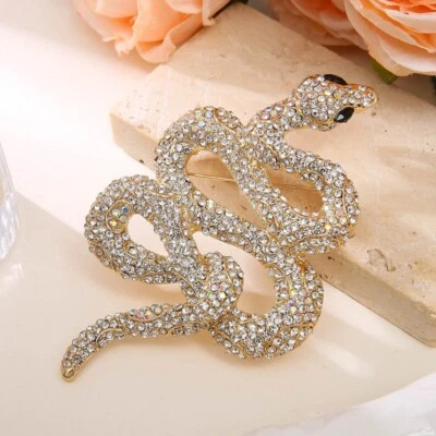 НОВЫЕ роскошные ювелирные изделия винтажный змея кристалл серебристого тона для унисекс подвеска брошь заколка - Изображение 1 из 4