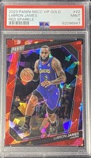 LeBron James 2023 Panini VIP Gold Pack Red Sparkle /199 Lakers NBA PSA 9