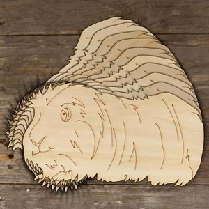 10x Wooden Guinea Pig Long Haired Craft Shapes 3mm Plywood Pet Animal Rodent - Picture 1 of 4