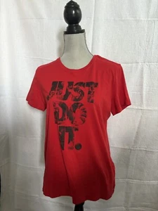 Girls Nike Tee Just Do It T Shirt Youth XL Red with Black, Slim Fit, Cotton - Picture 1 of 2