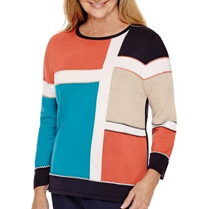 Alfred Dunner 3/4-Sleeve Colorblock Sweater Sizes S, M Msrp $54.00 New - Picture 1 of 2