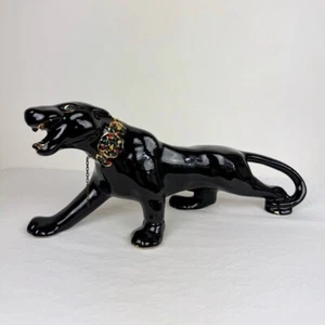 Vintage MCM Sleek Black Panther Ceramic Figurine - Bild 1 von 14