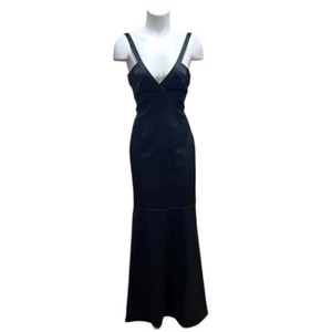 Le Chateau Black Satin Mermaid Gown Size Medium - Foto 1 di 6