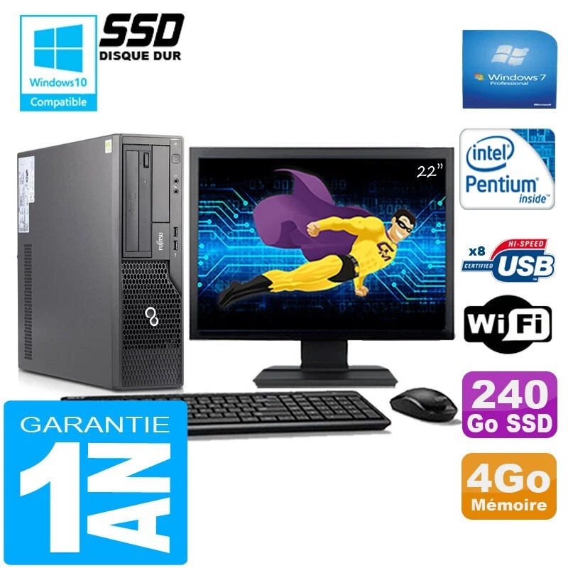 PC Fujitsu Esprimo E500 E85 + SFF G640 4Go Disco 240Go SSD Wifi W7 Pantalla 22" - Imagen 1 de 1