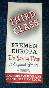 Folleto de la línea Bremen 1934, tercera clase Hamburg American Line, norte de Alemania - Imagen 1 de 9