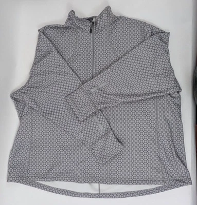LANDS END Mujer Talla 3X 24W-26W Ropa Deportiva 1/4 Cremallera Geométrica GRIS Pulgar Agujero Polar Foto 1 de 4