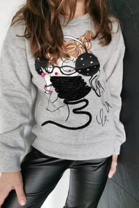 Girl's Casual Pull On Graphic Cotton Rich Jersey Crew Neck Jumpers / Sweaters - Picture 1 of 11