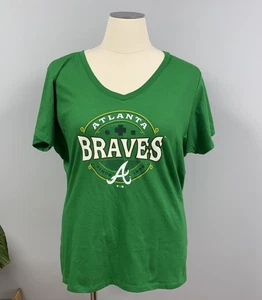 NUEVO SIN ETIQUETAS Atlanta Braves Kelly Verde Día de San Patricio Camiseta Mujer’s Plus 3X Cuello en V - Imagen 1 de 5
